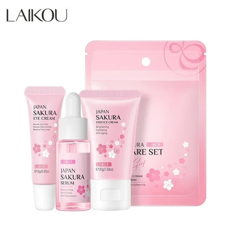3pcs/Set LAIKOU Vitamin C Facial Set for Hydrating Moisturizing Whitening and Brightening