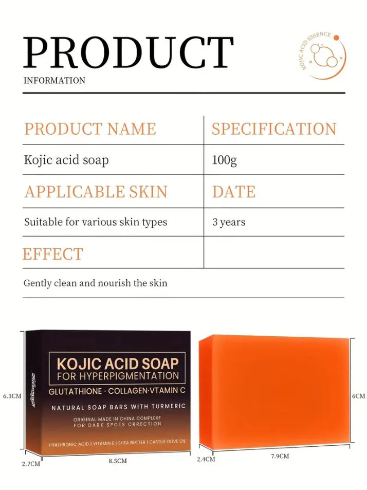 100g Kojic Acid Soap Glutathione Hand Soap Papaya Bath Soap Face Cleanser Makeup Remover