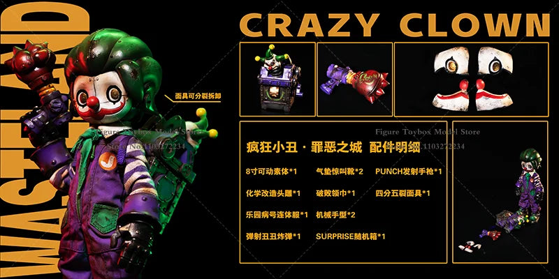 WeArtDoing Original 1/12 Wasteland Mini Crazy Clown Dark Knight 8inches Movable Delicate Action Figure Collection Toys Gift