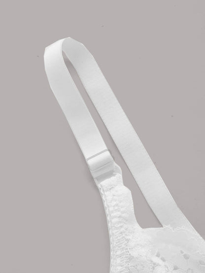 Plus Size Sexy Bra, Women's Plus Comfort Floral Lace Underwire Hook & Eye Soft Bra