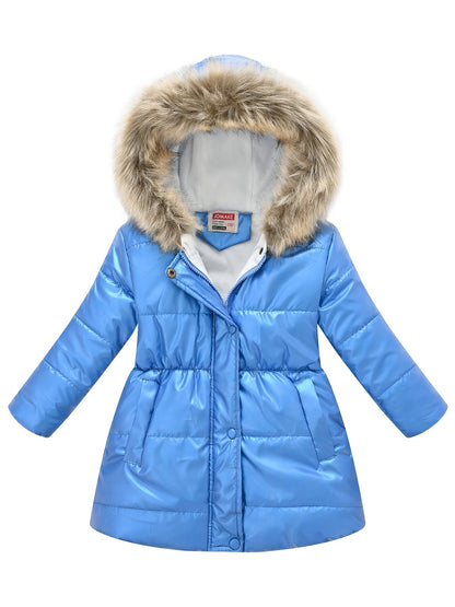 New Winter Thickened Hooded Jacket for Boys and Girls, Medium to Long Length