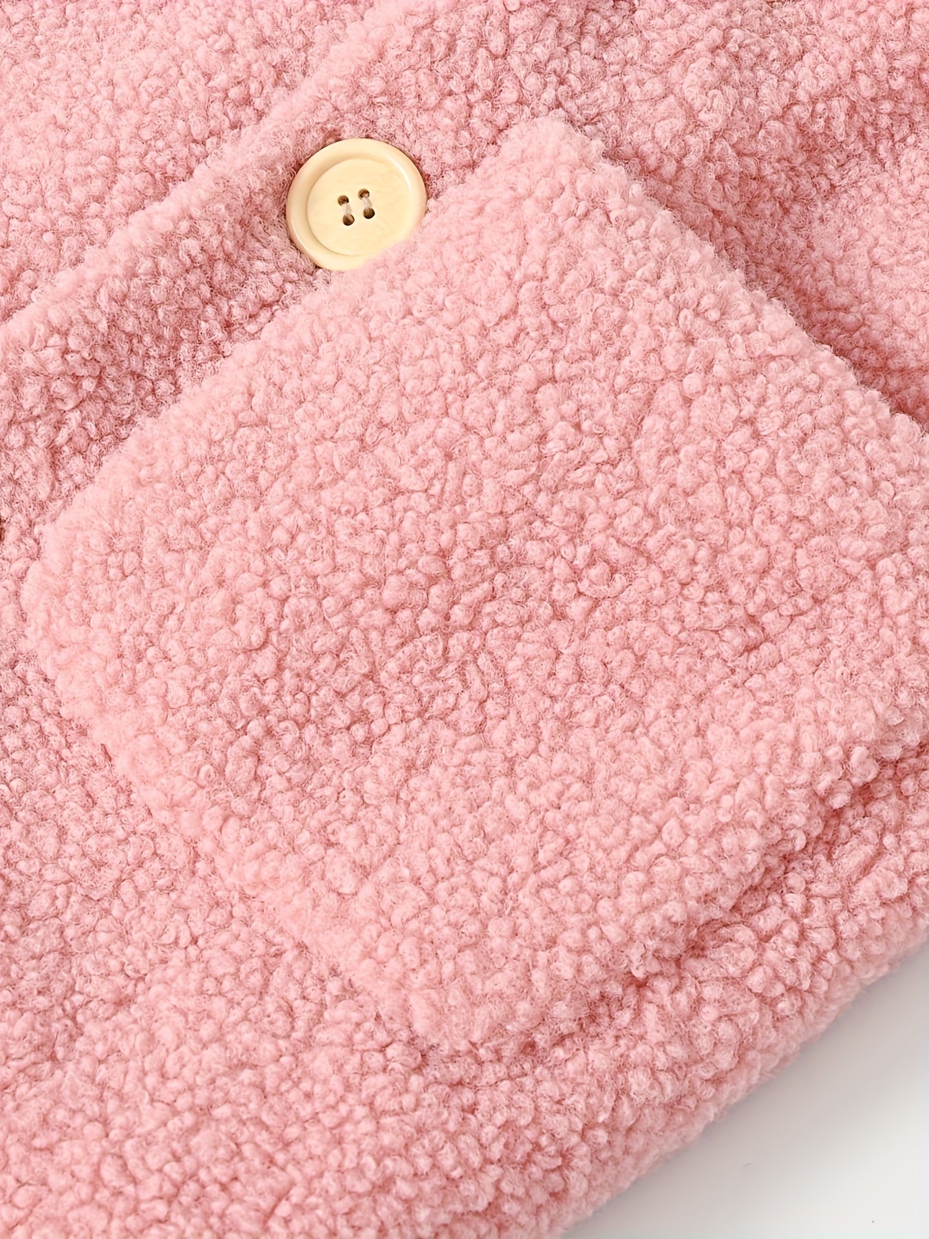 [Cozy Fleece Jacket] Cozy Fleece Jacket for Girls - Two-Tone Color Block with Plush Lining, Long Sleeves & Button Front, Casual Korean Style Winter Outerwear | Button-Up Front Jacket | Plush Lining Jacket