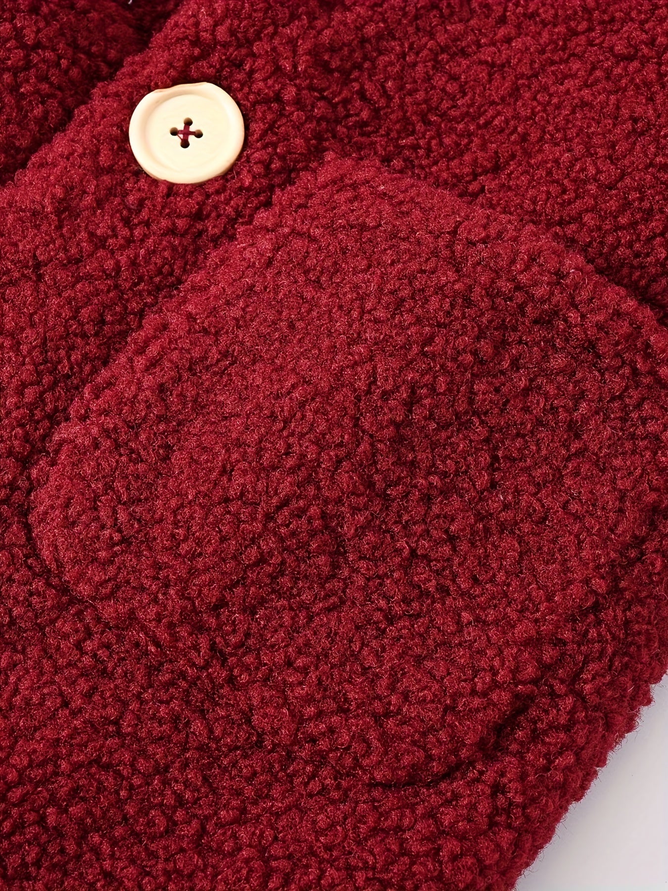 [Cozy Fleece Jacket] Cozy Fleece Jacket for Girls - Two-Tone Color Block with Plush Lining, Long Sleeves & Button Front, Casual Korean Style Winter Outerwear | Button-Up Front Jacket | Plush Lining Jacket