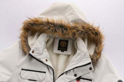 Men'S Winter Windbreaker Jacket with Warm Hood - Maroon Zip-Up Outdoor Coat, Stand Collar, Multiple Pockets, Casual Sporty Design for Cold Weather, Winter Jacket