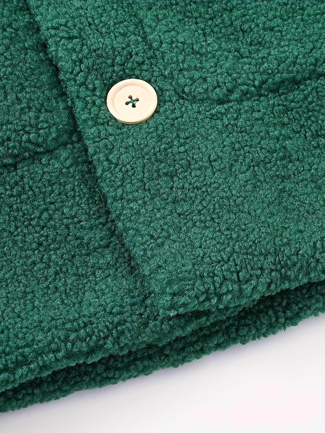 [Cozy Fleece Jacket] Cozy Fleece Jacket for Girls - Two-Tone Color Block with Plush Lining, Long Sleeves & Button Front, Casual Korean Style Winter Outerwear | Button-Up Front Jacket | Plush Lining Jacket