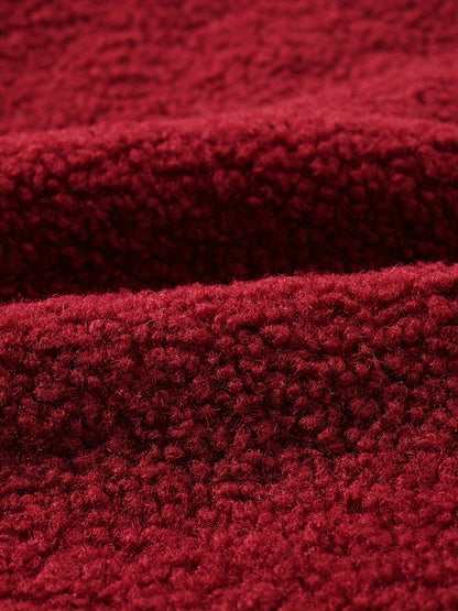 [Cozy Fleece Jacket] Cozy Fleece Jacket for Girls - Two-Tone Color Block with Plush Lining, Long Sleeves & Button Front, Casual Korean Style Winter Outerwear | Button-Up Front Jacket | Plush Lining Jacket