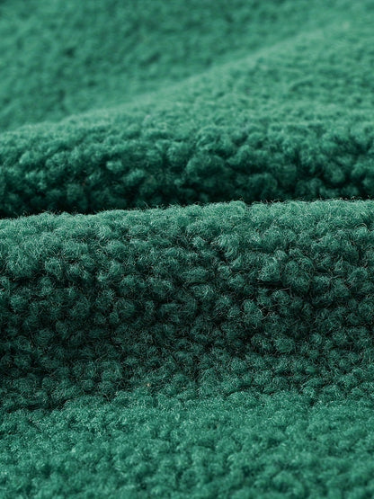 [Cozy Fleece Jacket] Cozy Fleece Jacket for Girls - Two-Tone Color Block with Plush Lining, Long Sleeves & Button Front, Casual Korean Style Winter Outerwear | Button-Up Front Jacket | Plush Lining Jacket