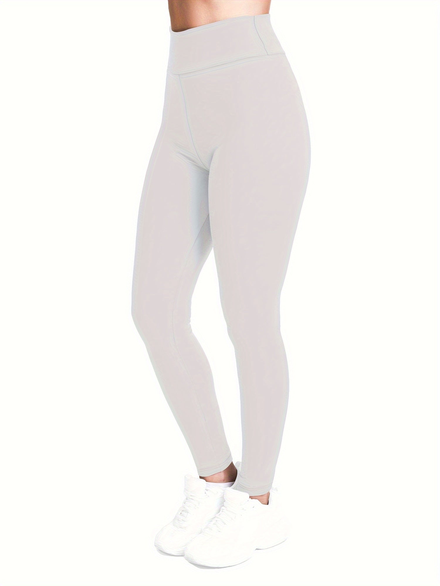 [Popular Choice] High-Waist Solid Color Leggings for Women, Stretchy Polyester Spandex Pants, Machine Washable