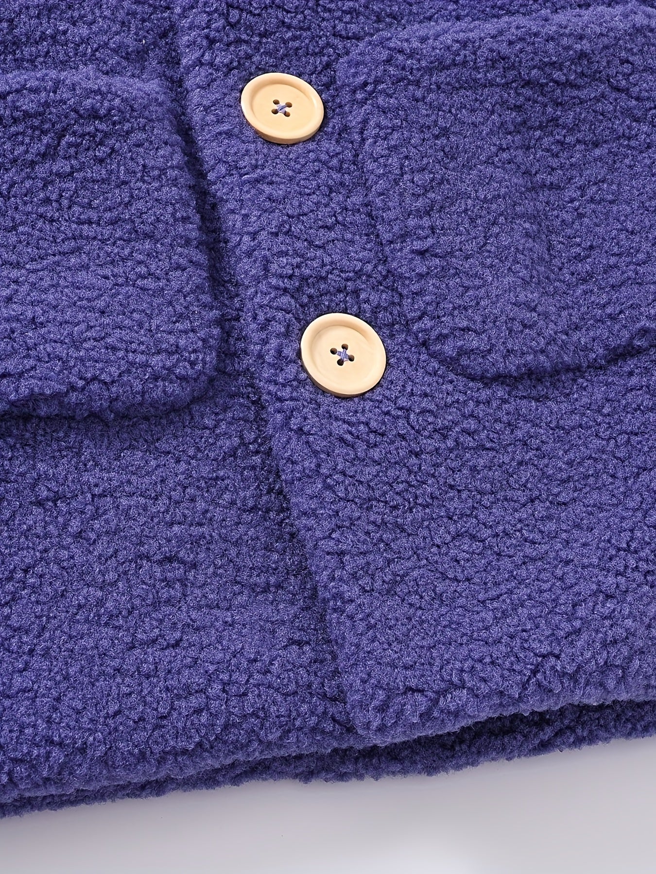 [Cozy Fleece Jacket] Cozy Fleece Jacket for Girls - Two-Tone Color Block with Plush Lining, Long Sleeves & Button Front, Casual Korean Style Winter Outerwear | Button-Up Front Jacket | Plush Lining Jacket