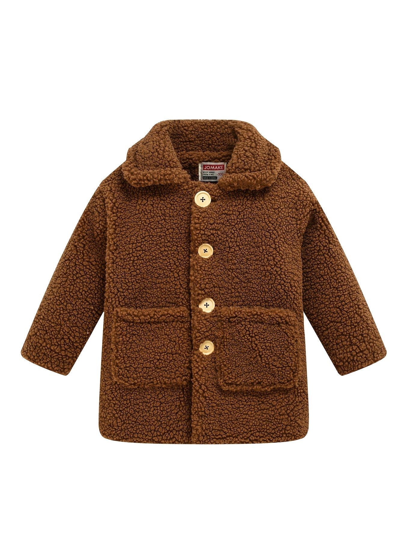 [Cozy Fleece Jacket] Cozy Fleece Jacket for Girls - Two-Tone Color Block with Plush Lining, Long Sleeves & Button Front, Casual Korean Style Winter Outerwear | Button-Up Front Jacket | Plush Lining Jacket