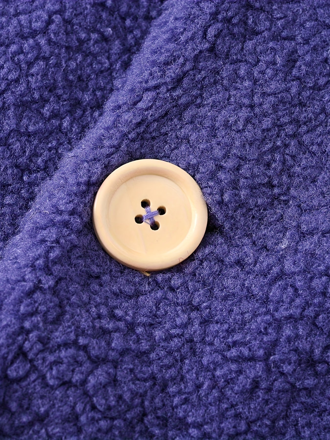 [Cozy Fleece Jacket] Cozy Fleece Jacket for Girls - Two-Tone Color Block with Plush Lining, Long Sleeves & Button Front, Casual Korean Style Winter Outerwear | Button-Up Front Jacket | Plush Lining Jacket