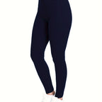 [Popular Choice] High-Waist Solid Color Leggings for Women, Stretchy Polyester Spandex Pants, Machine Washable
