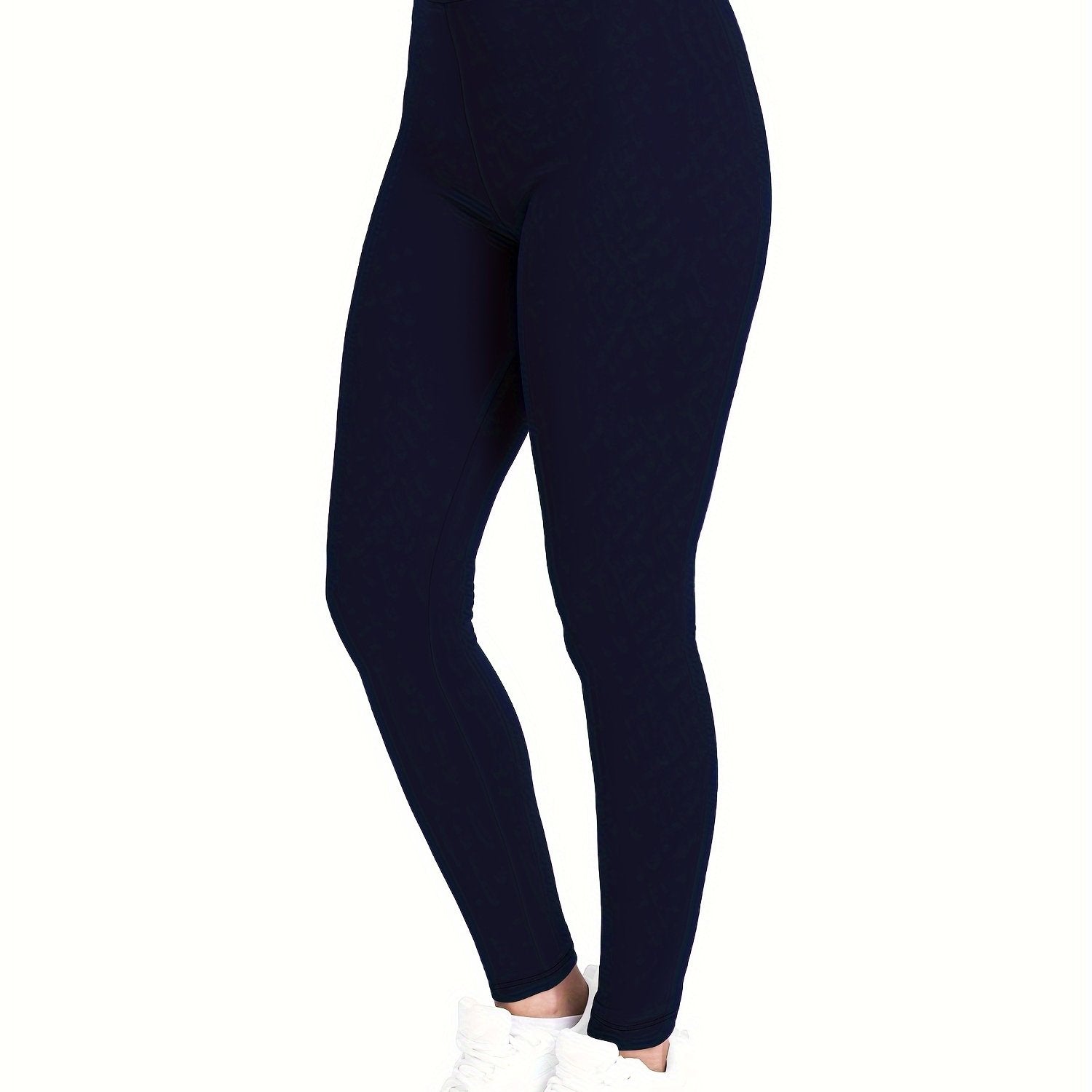 [Popular Choice] High-Waist Solid Color Leggings for Women, Stretchy Polyester Spandex Pants, Machine Washable
