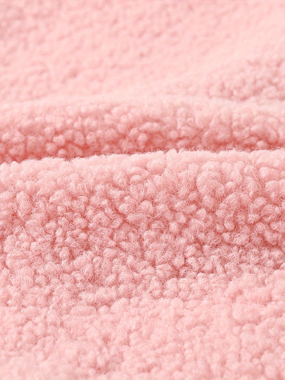 [Cozy Fleece Jacket] Cozy Fleece Jacket for Girls - Two-Tone Color Block with Plush Lining, Long Sleeves & Button Front, Casual Korean Style Winter Outerwear | Button-Up Front Jacket | Plush Lining Jacket