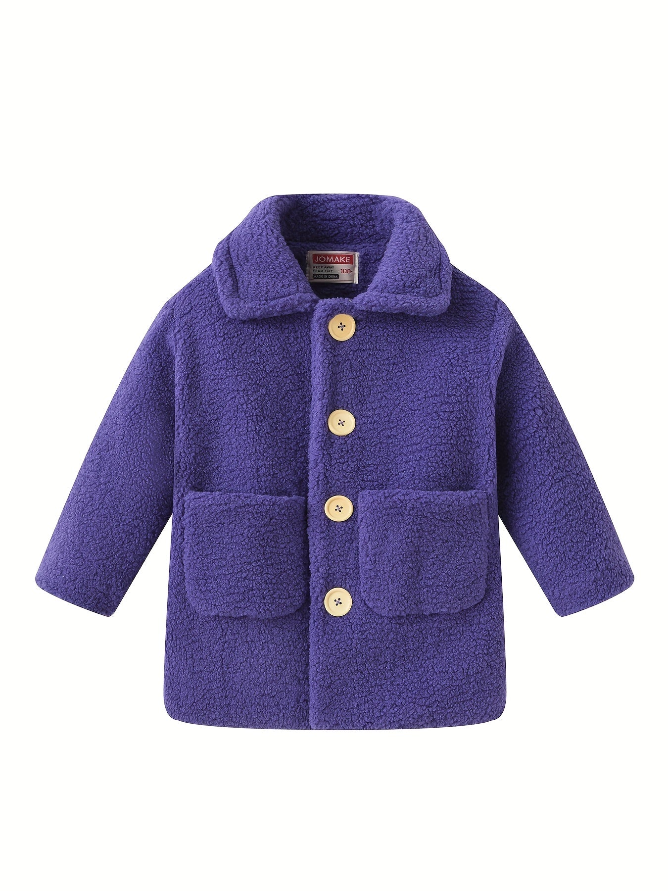 [Cozy Fleece Jacket] Cozy Fleece Jacket for Girls - Two-Tone Color Block with Plush Lining, Long Sleeves & Button Front, Casual Korean Style Winter Outerwear | Button-Up Front Jacket | Plush Lining Jacket