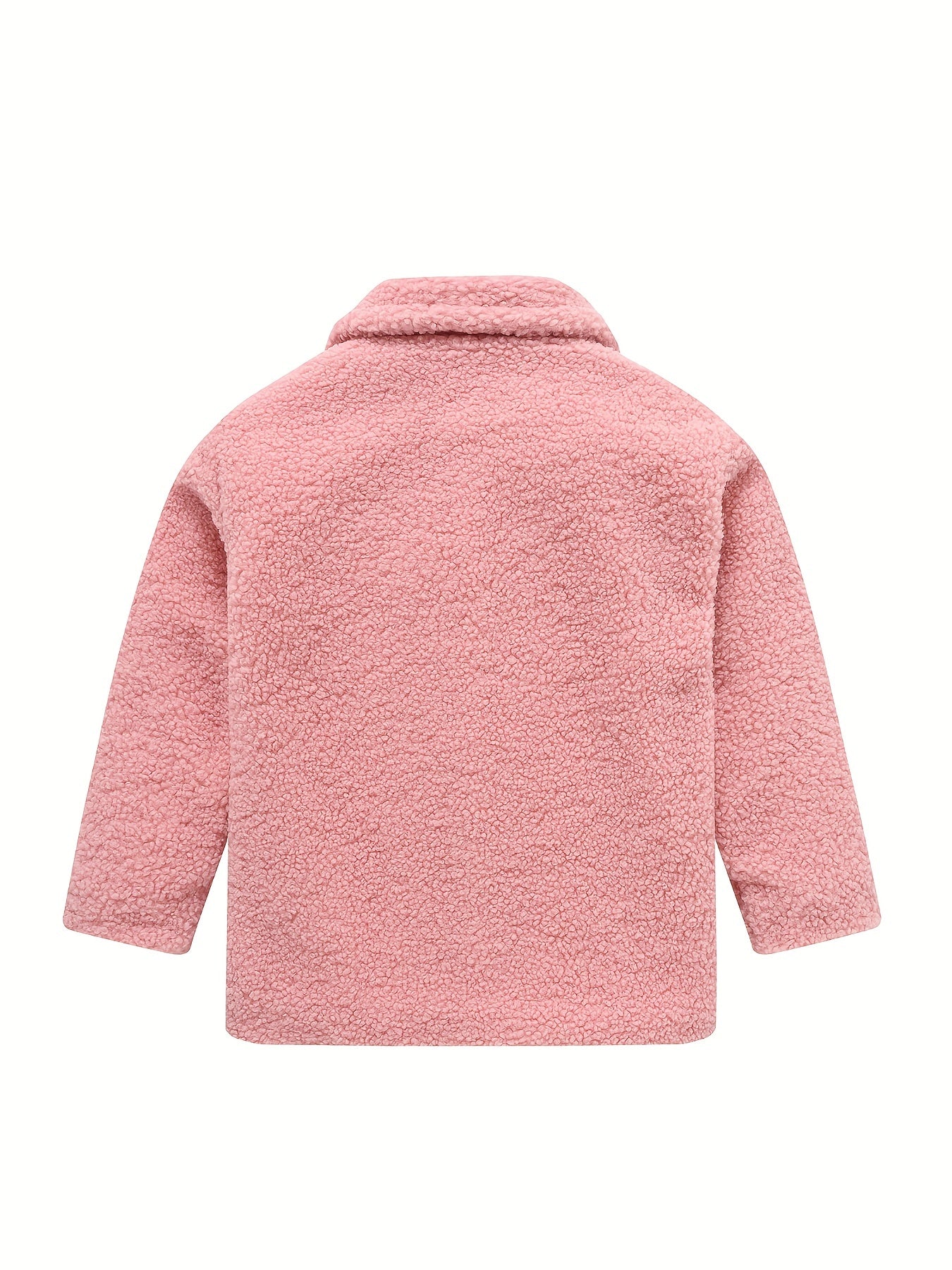 [Cozy Fleece Jacket] Cozy Fleece Jacket for Girls - Two-Tone Color Block with Plush Lining, Long Sleeves & Button Front, Casual Korean Style Winter Outerwear | Button-Up Front Jacket | Plush Lining Jacket