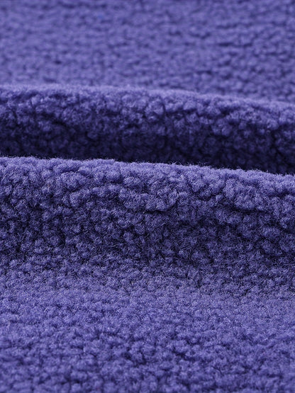 [Cozy Fleece Jacket] Cozy Fleece Jacket for Girls - Two-Tone Color Block with Plush Lining, Long Sleeves & Button Front, Casual Korean Style Winter Outerwear | Button-Up Front Jacket | Plush Lining Jacket