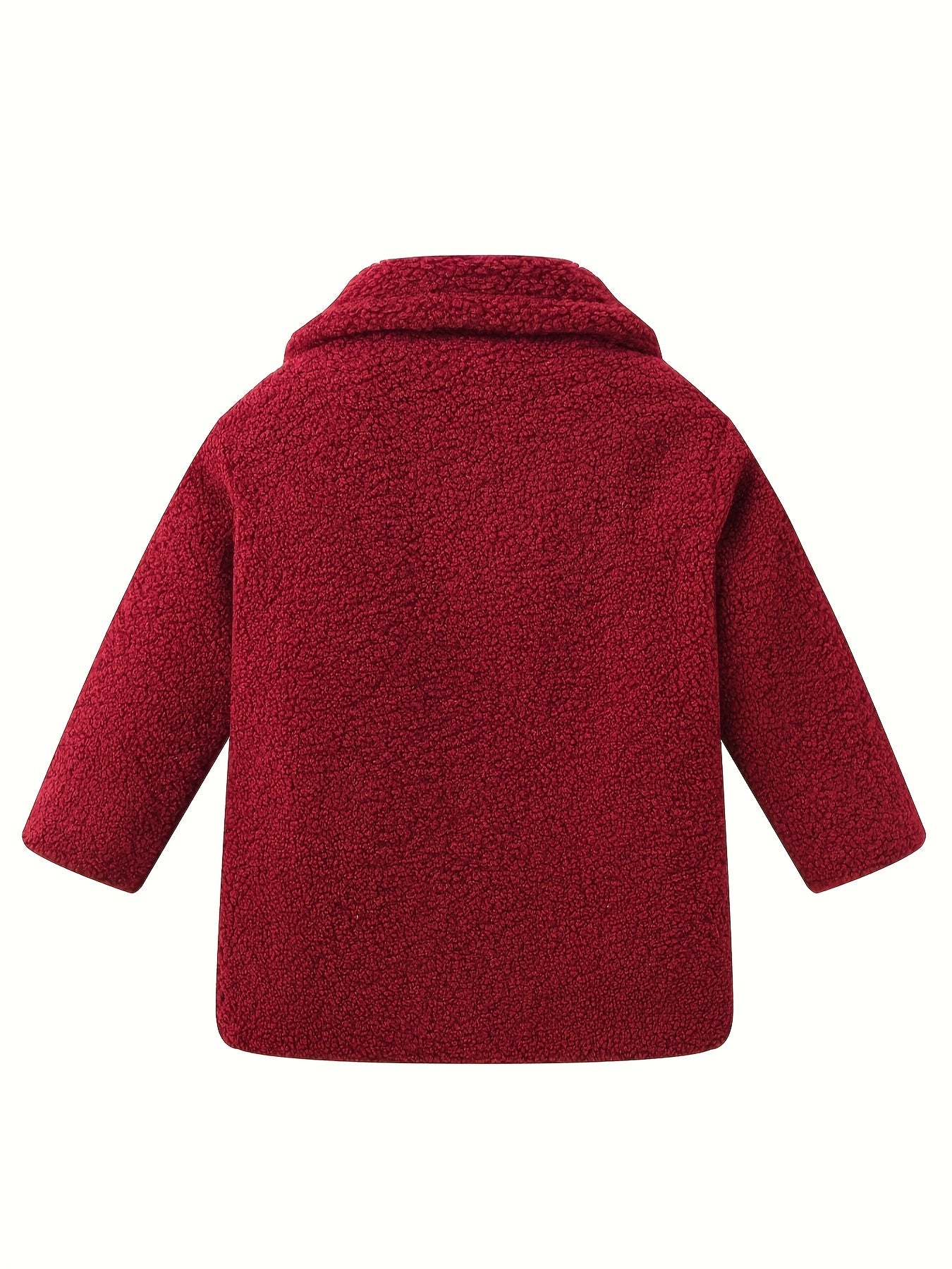 [Cozy Fleece Jacket] Cozy Fleece Jacket for Girls - Two-Tone Color Block with Plush Lining, Long Sleeves & Button Front, Casual Korean Style Winter Outerwear | Button-Up Front Jacket | Plush Lining Jacket