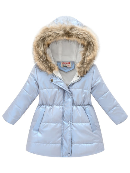 New Winter Thickened Hooded Jacket for Boys and Girls, Medium to Long Length