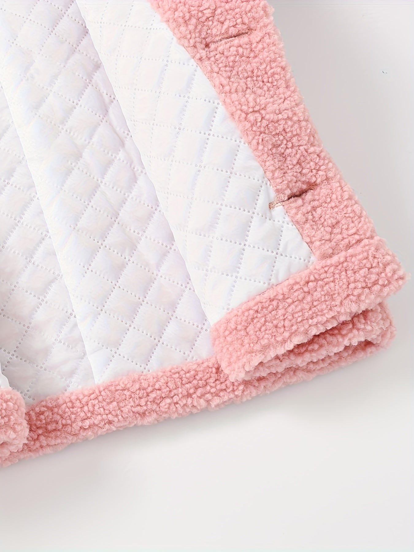 [Cozy Fleece Jacket] Cozy Fleece Jacket for Girls - Two-Tone Color Block with Plush Lining, Long Sleeves & Button Front, Casual Korean Style Winter Outerwear | Button-Up Front Jacket | Plush Lining Jacket