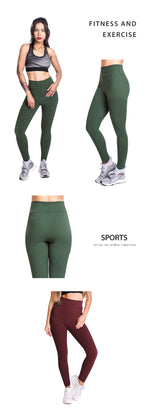 [Popular Choice] High-Waist Solid Color Leggings for Women, Stretchy Polyester Spandex Pants, Machine Washable