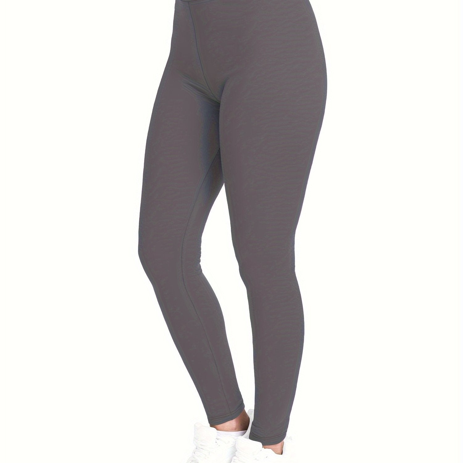 [Popular Choice] High-Waist Solid Color Leggings for Women, Stretchy Polyester Spandex Pants, Machine Washable