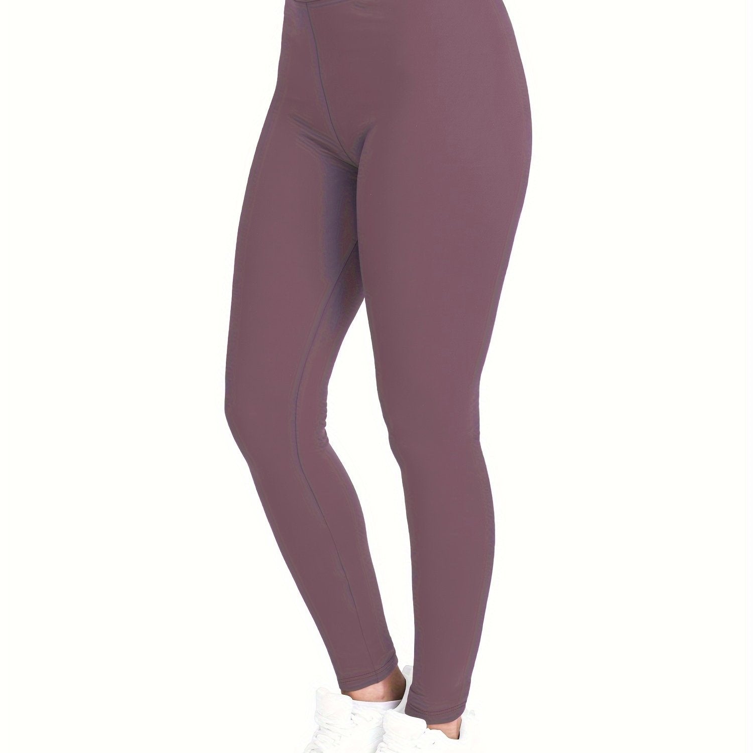 [Popular Choice] High-Waist Solid Color Leggings for Women, Stretchy Polyester Spandex Pants, Machine Washable