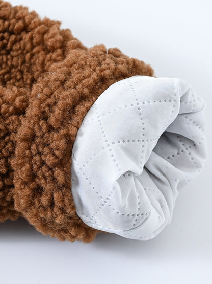 [Cozy Fleece Jacket] Cozy Fleece Jacket for Girls - Two-Tone Color Block with Plush Lining, Long Sleeves & Button Front, Casual Korean Style Winter Outerwear | Button-Up Front Jacket | Plush Lining Jacket