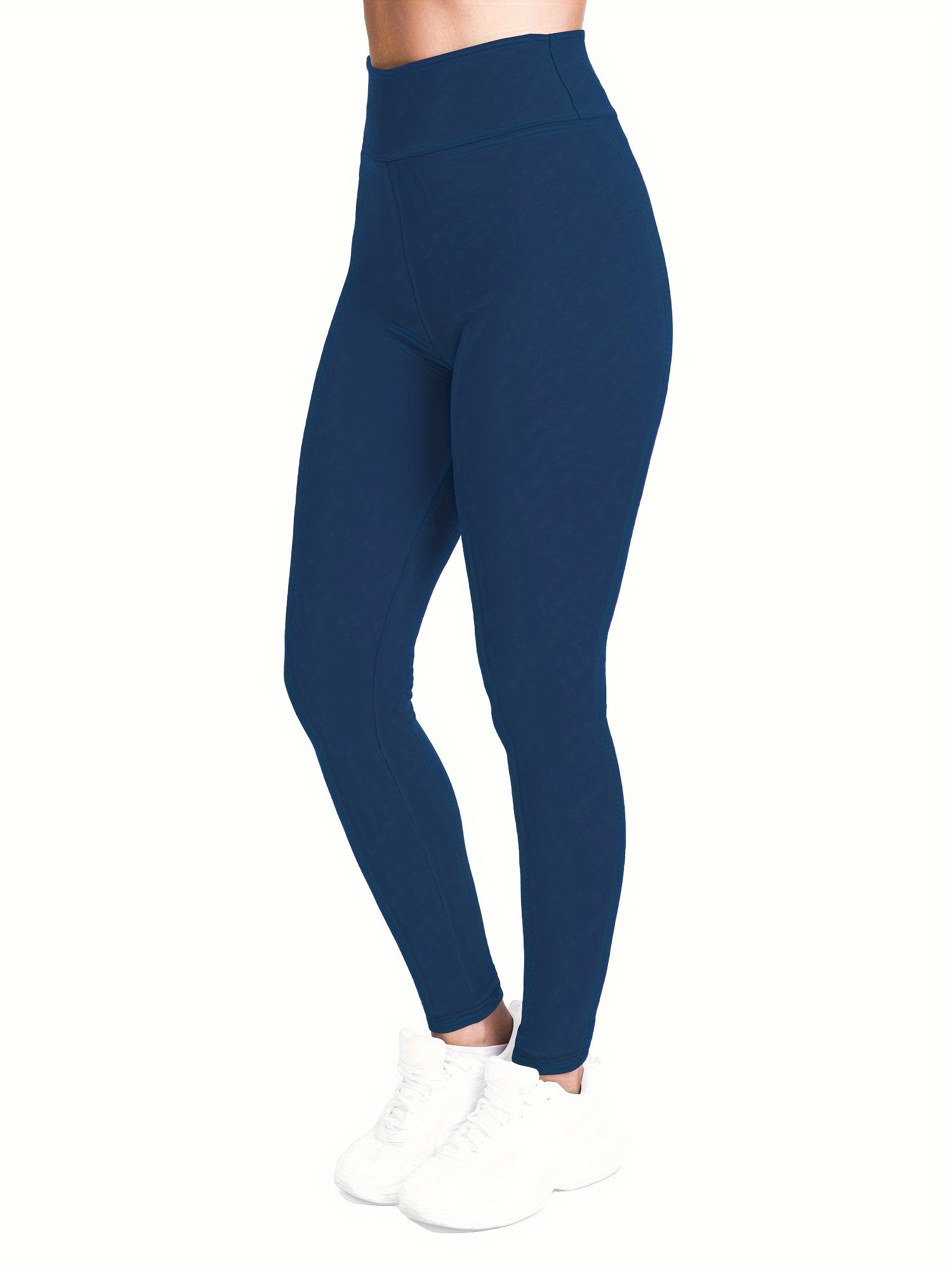 [Popular Choice] High-Waist Solid Color Leggings for Women, Stretchy Polyester Spandex Pants, Machine Washable