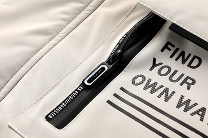 Men'S Winter Windbreaker Jacket with Warm Hood - Maroon Zip-Up Outdoor Coat, Stand Collar, Multiple Pockets, Casual Sporty Design for Cold Weather, Winter Jacket