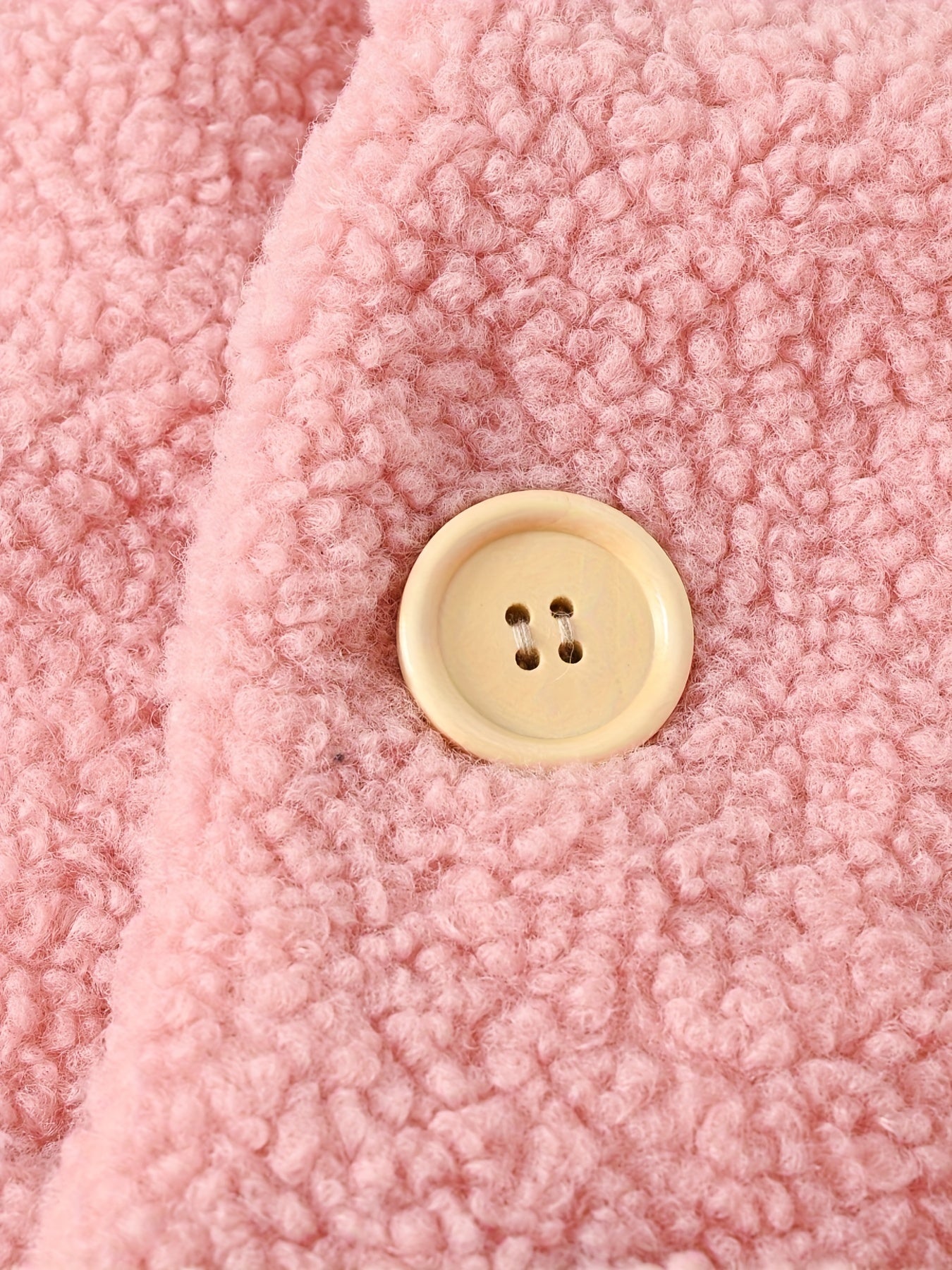 [Cozy Fleece Jacket] Cozy Fleece Jacket for Girls - Two-Tone Color Block with Plush Lining, Long Sleeves & Button Front, Casual Korean Style Winter Outerwear | Button-Up Front Jacket | Plush Lining Jacket