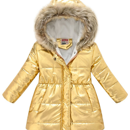 New Winter Thickened Hooded Jacket for Boys and Girls, Medium to Long Length