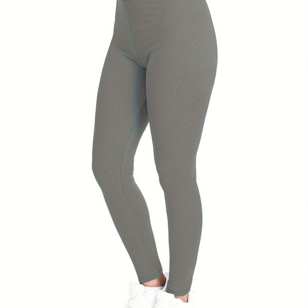 [Popular Choice] High-Waist Solid Color Leggings for Women, Stretchy Polyester Spandex Pants, Machine Washable