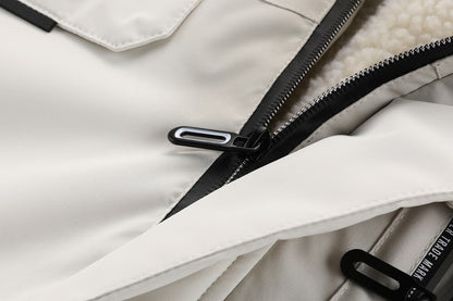 Men'S Winter Windbreaker Jacket with Warm Hood - Maroon Zip-Up Outdoor Coat, Stand Collar, Multiple Pockets, Casual Sporty Design for Cold Weather, Winter Jacket