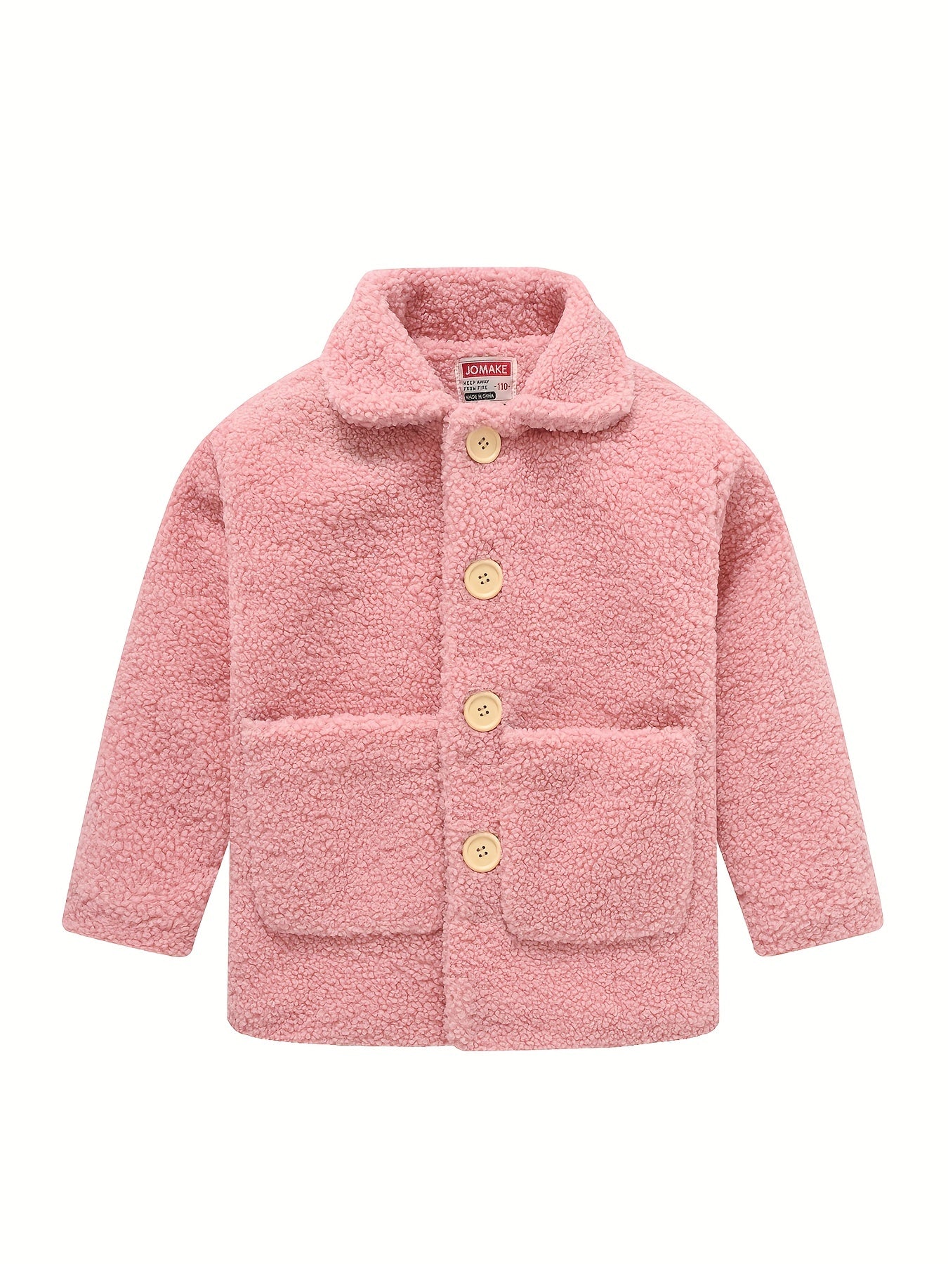 [Cozy Fleece Jacket] Cozy Fleece Jacket for Girls - Two-Tone Color Block with Plush Lining, Long Sleeves & Button Front, Casual Korean Style Winter Outerwear | Button-Up Front Jacket | Plush Lining Jacket