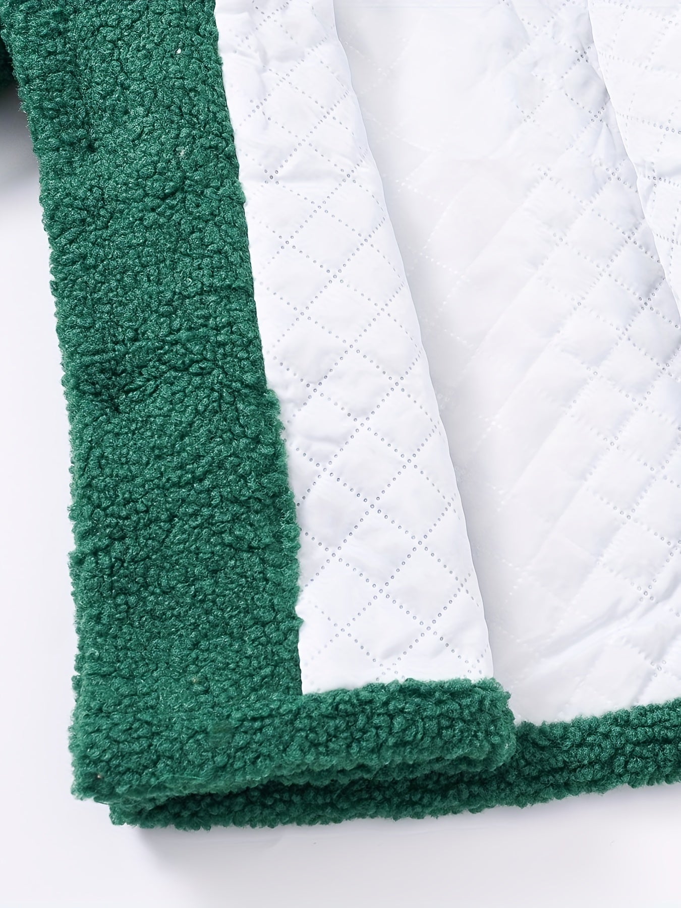 [Cozy Fleece Jacket] Cozy Fleece Jacket for Girls - Two-Tone Color Block with Plush Lining, Long Sleeves & Button Front, Casual Korean Style Winter Outerwear | Button-Up Front Jacket | Plush Lining Jacket