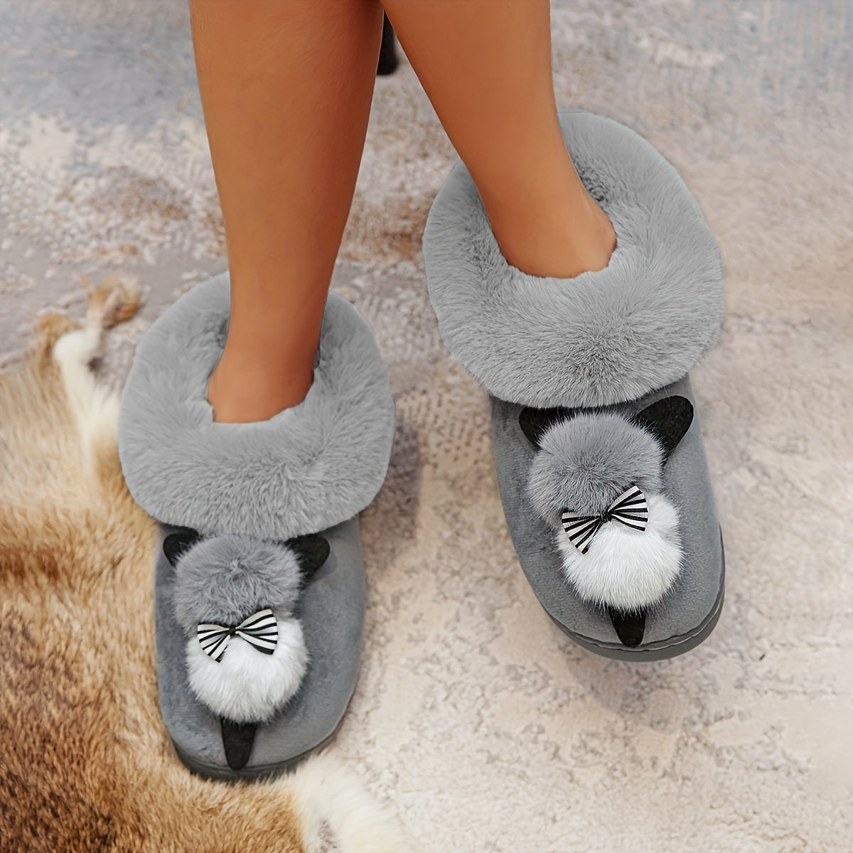 Cute Rabbit Plush Slippers - Soft, Warm, and Cozy Ladies Indoor Shoes for Home, Perfect for Relaxation and Lounging - Comfortable, Breathable, and Anti-Slip Sole Design