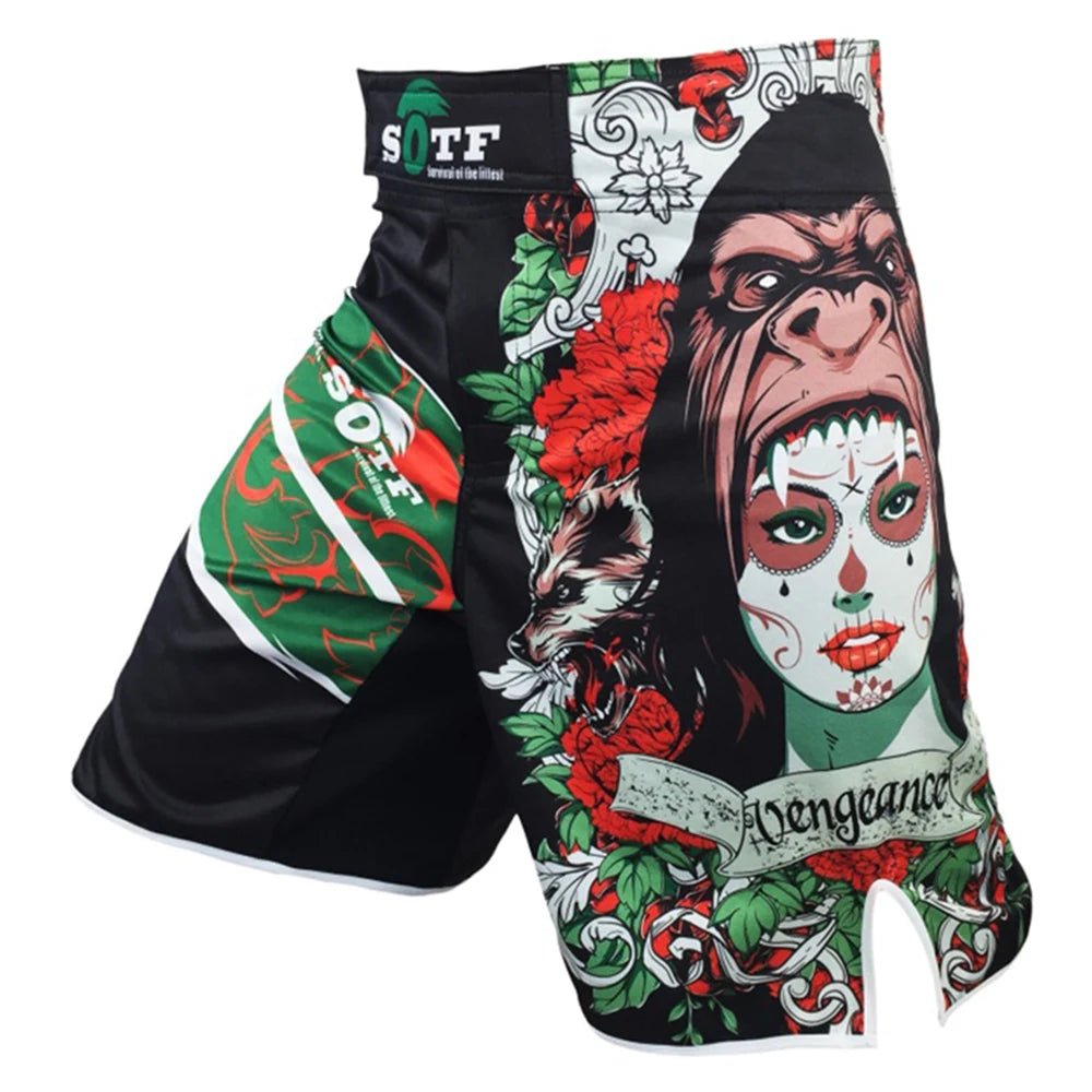 SUOTF MMA Fighting red and black sports fitness breathable Tiger Muay Thai Glory boxing clothing short muay thai boxing shorts