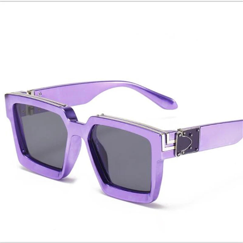 Brand fashion sunglasses for ladies Uv400 glasses with double frames and large frames Luxuriously decorated large face chameleon