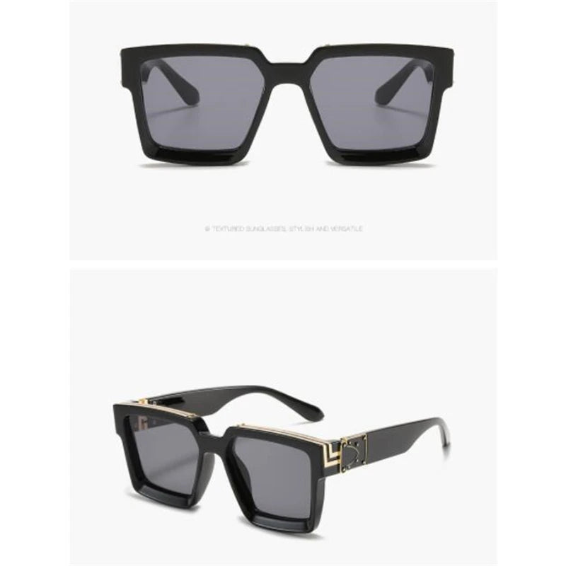 Brand fashion sunglasses for ladies Uv400 glasses with double frames and large frames Luxuriously decorated large face chameleon