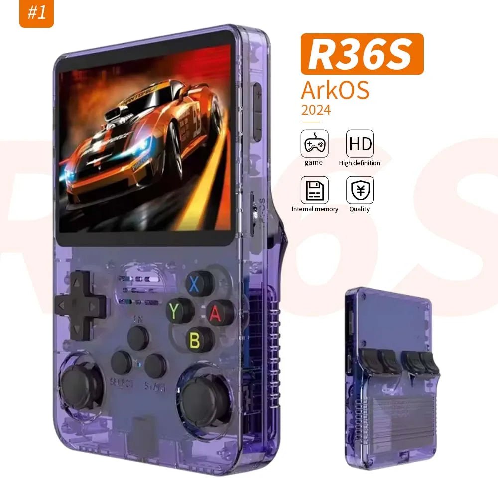 R36S Retro Handheld Video Game Console Arkos System 3.5 Inch IPS Screen Video Player 64/128GB Classic Gaming