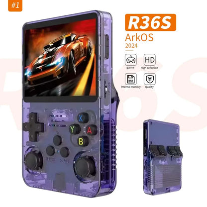 R36S Retro Handheld Video Game Console Arkos System 3.5 Inch IPS Screen Video Player 64/128GB Classic Gaming