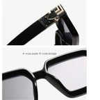 Brand fashion sunglasses for ladies Uv400 glasses with double frames and large frames Luxuriously decorated large face chameleon