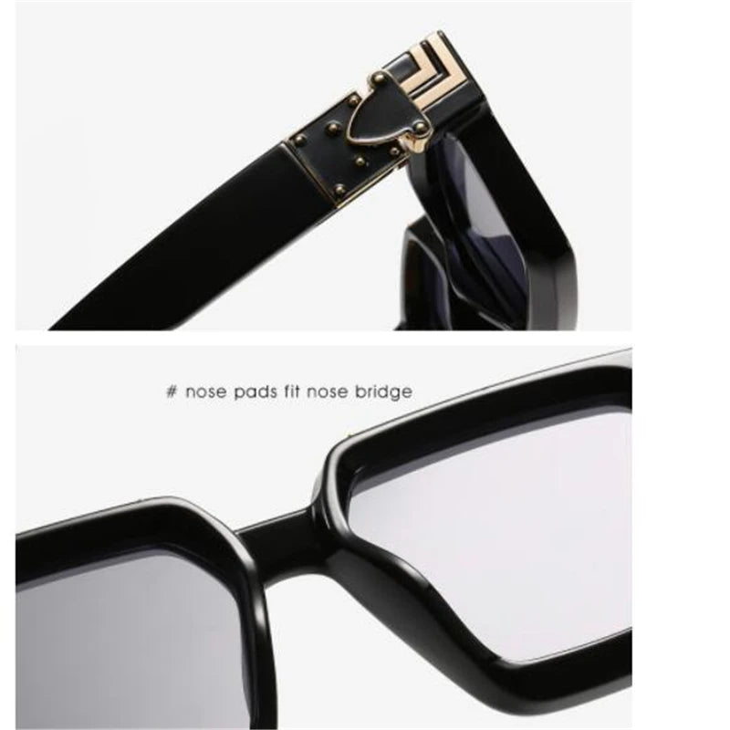 Brand fashion sunglasses for ladies Uv400 glasses with double frames and large frames Luxuriously decorated large face chameleon