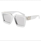 Brand fashion sunglasses for ladies Uv400 glasses with double frames and large frames Luxuriously decorated large face chameleon