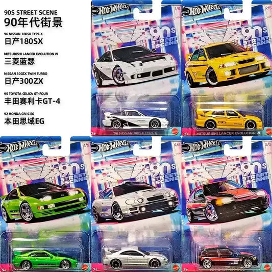 Original Hot Wheels Car 90s Street Scene Boy Toy 1/64 Diecast Nissan 180SX Mitsubishi Lancer Evolution Toyota Celica Honda Civic