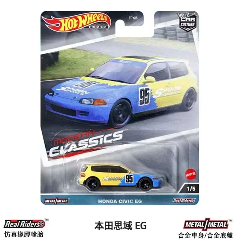 Original Hot Wheels Premium Car Culture HONDA CIVIC EG Modern Classic Kids Toy for Boy 1/64 Diecast Model Vehicle Collector Gift