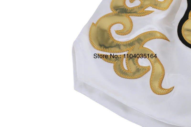 Muay Thai Shorts Black Boxing Shorts Men Women Child Satin Martial Arts MMA Clothing Gym Cage Fight Grappling Kickboxing Pants