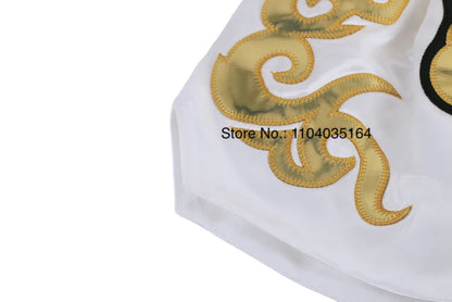 Muay Thai Shorts Black Boxing Shorts Men Women Child Satin Martial Arts MMA Clothing Gym Cage Fight Grappling Kickboxing Pants