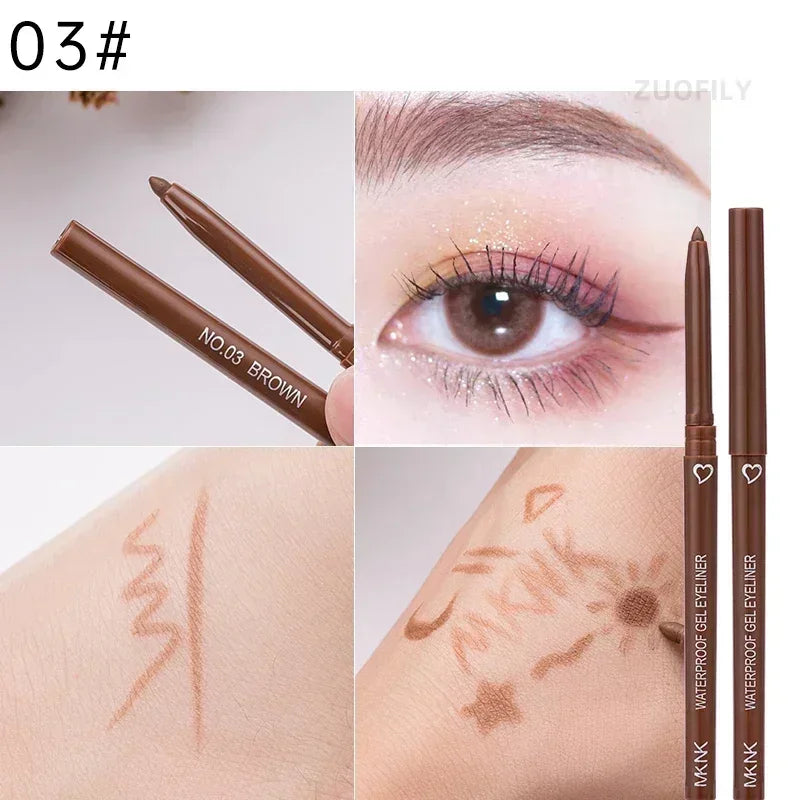 Waterproof Black Brown Eyeliner Pencils Smudge-Proof Long Lasting Easy To Wear Eye Liner Gel Matte Quick Drying Eyeliner Pen